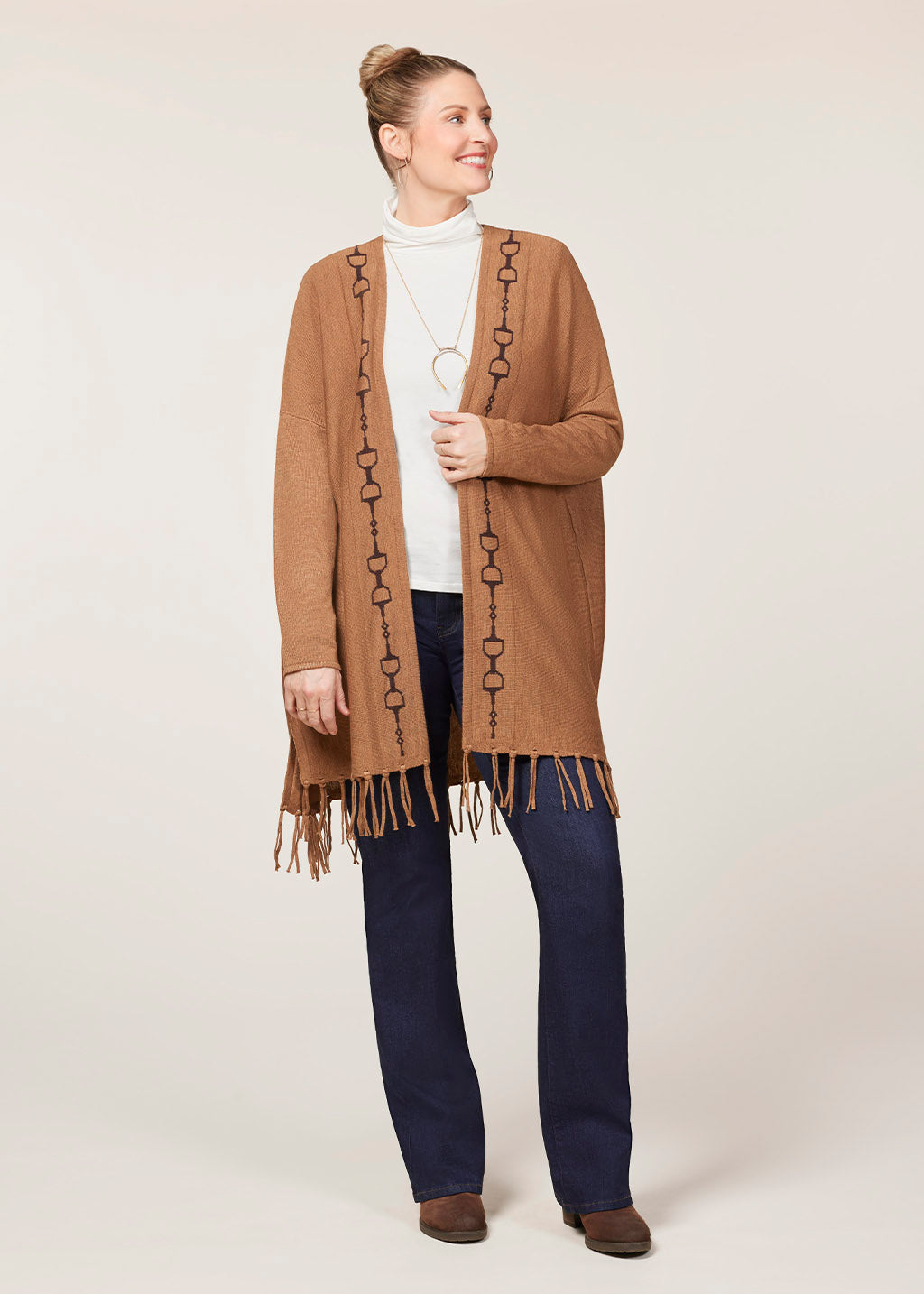 CARAMEL/JAVA::variant::Bits and Fringe Cardigan