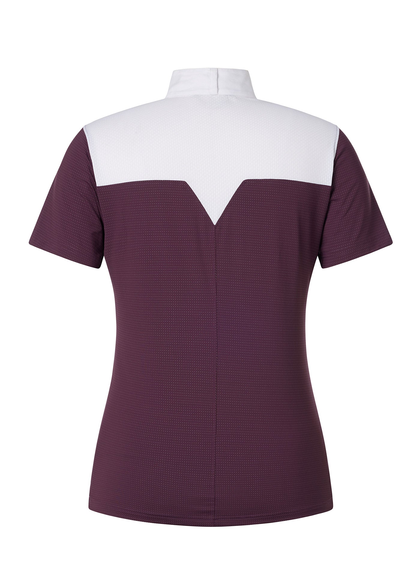 Flat lay of the Affinity® Short Sleeve Show Shirt in vineyard, showcasing the back design with a mesh panel for enhanced ventilation.