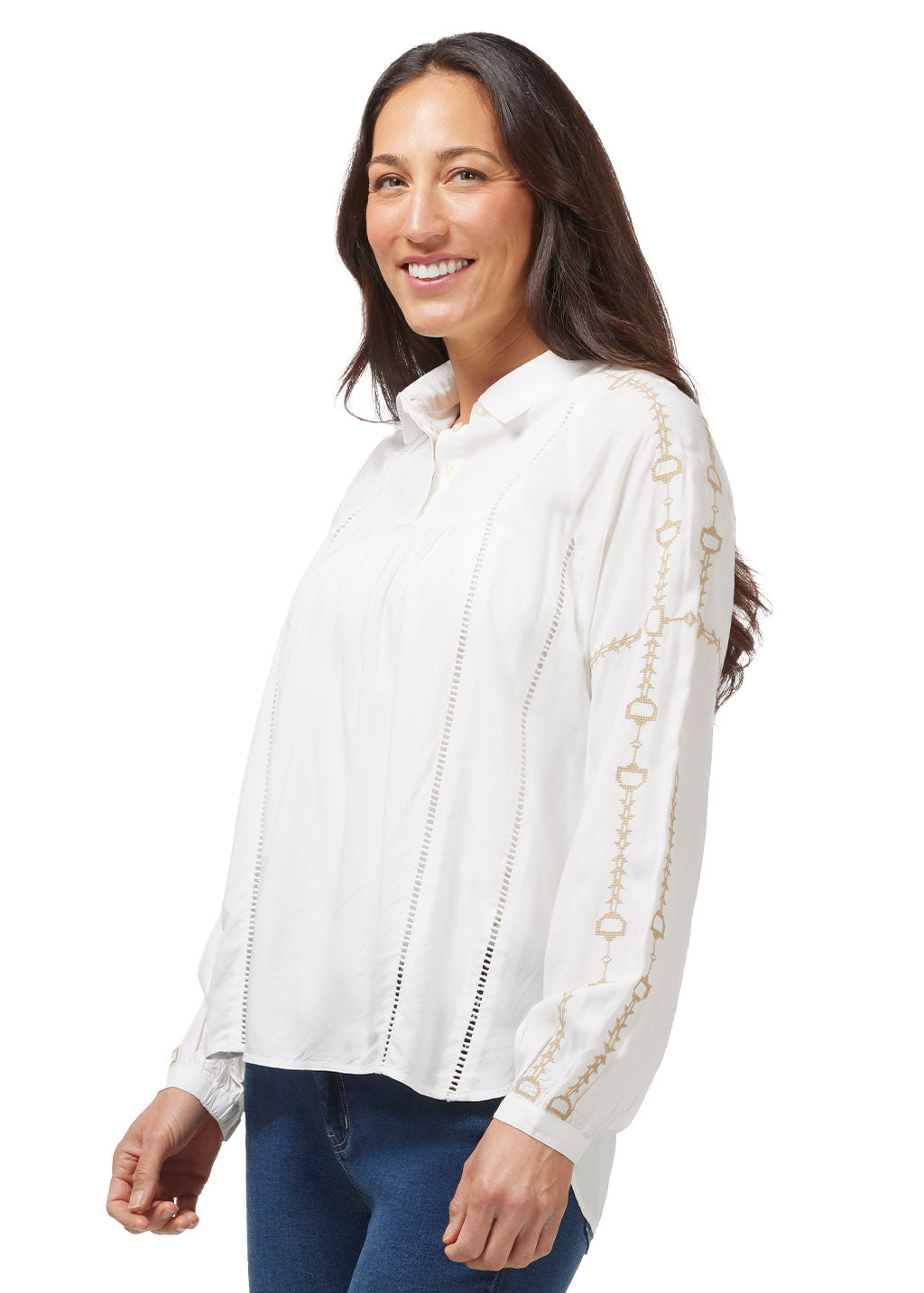 SOFT WHITE::variant::Bit and Rein Embroidered Blouse