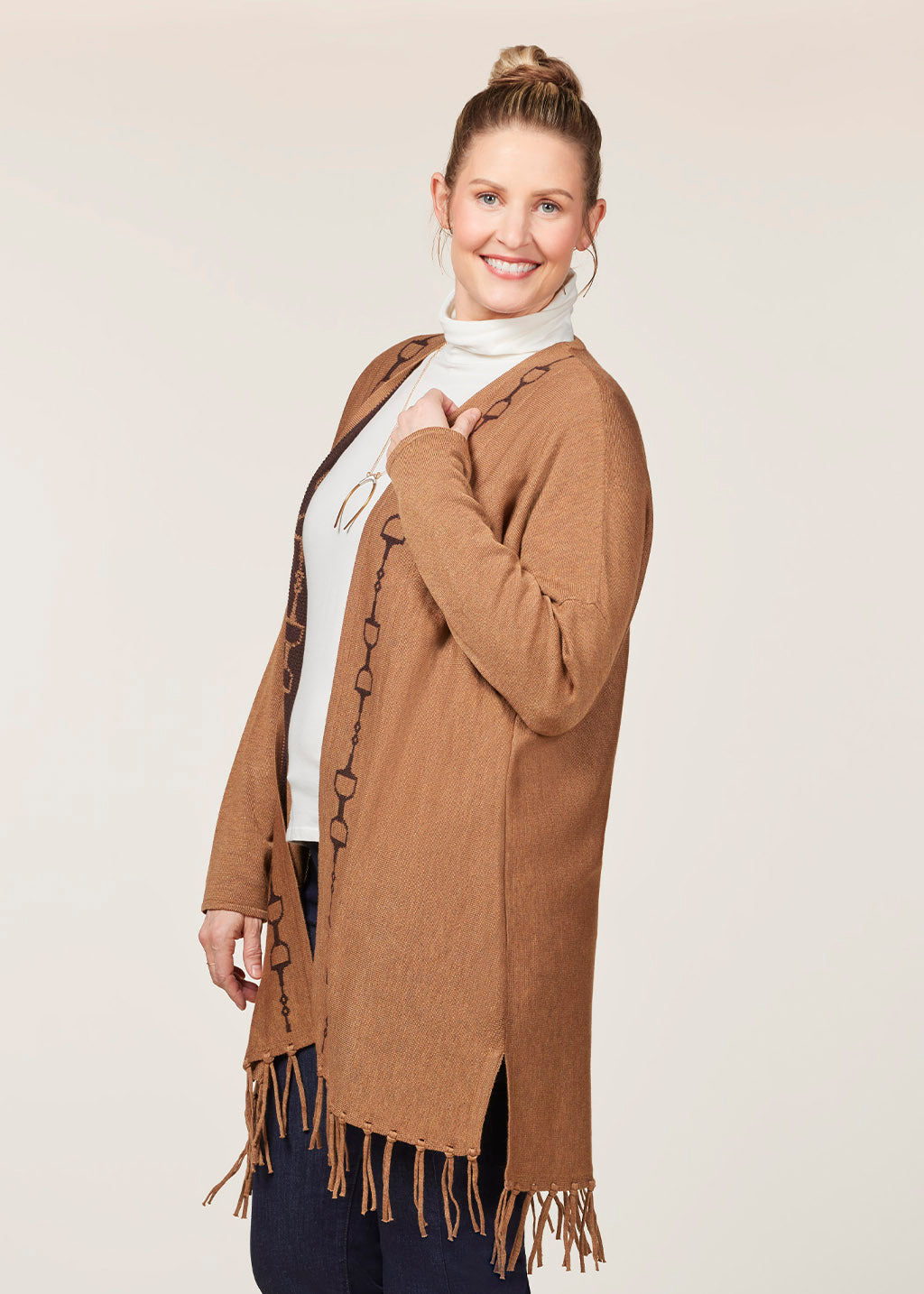 CARAMEL/JAVA::variant::Bits and Fringe Cardigan