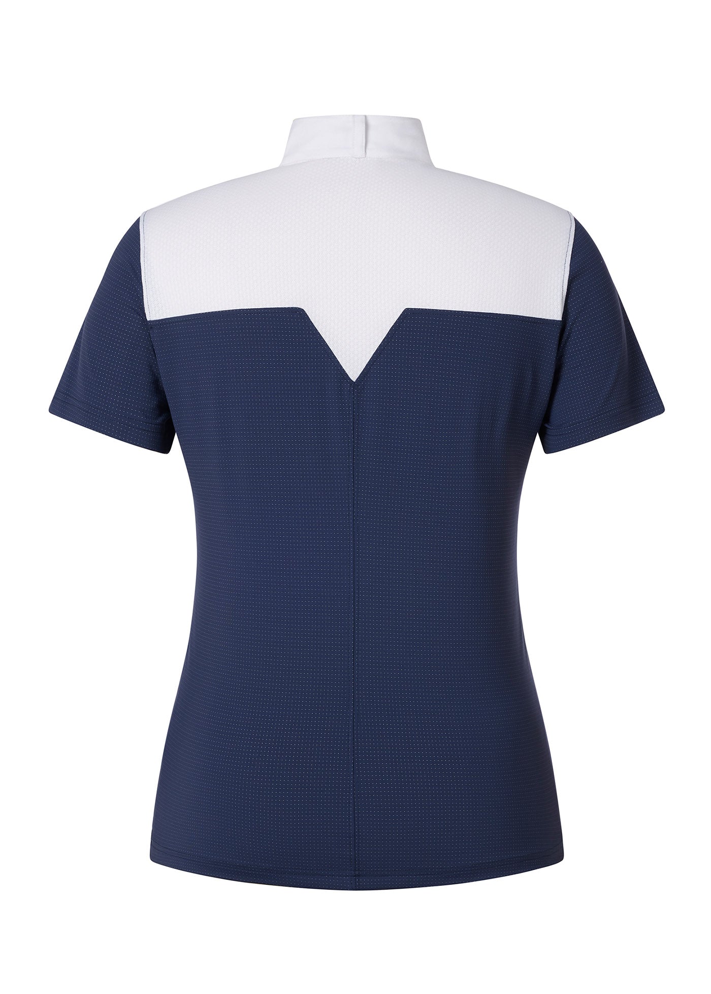 Flat lay of the Affinity® Short Sleeve Show Shirt in Nightsky, showcasing the back design with a mesh panel for enhanced ventilation.
