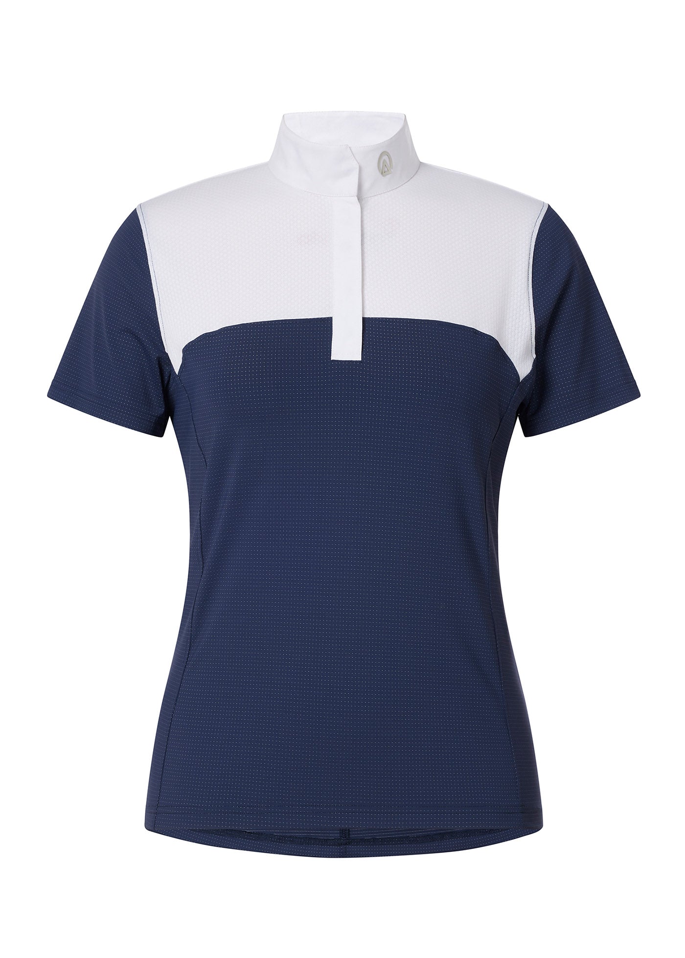 Flat lay of the Affinity® Short Sleeve Show Shirt in Nightsky, displaying the front design with quarter-length snap placket and stand collar.