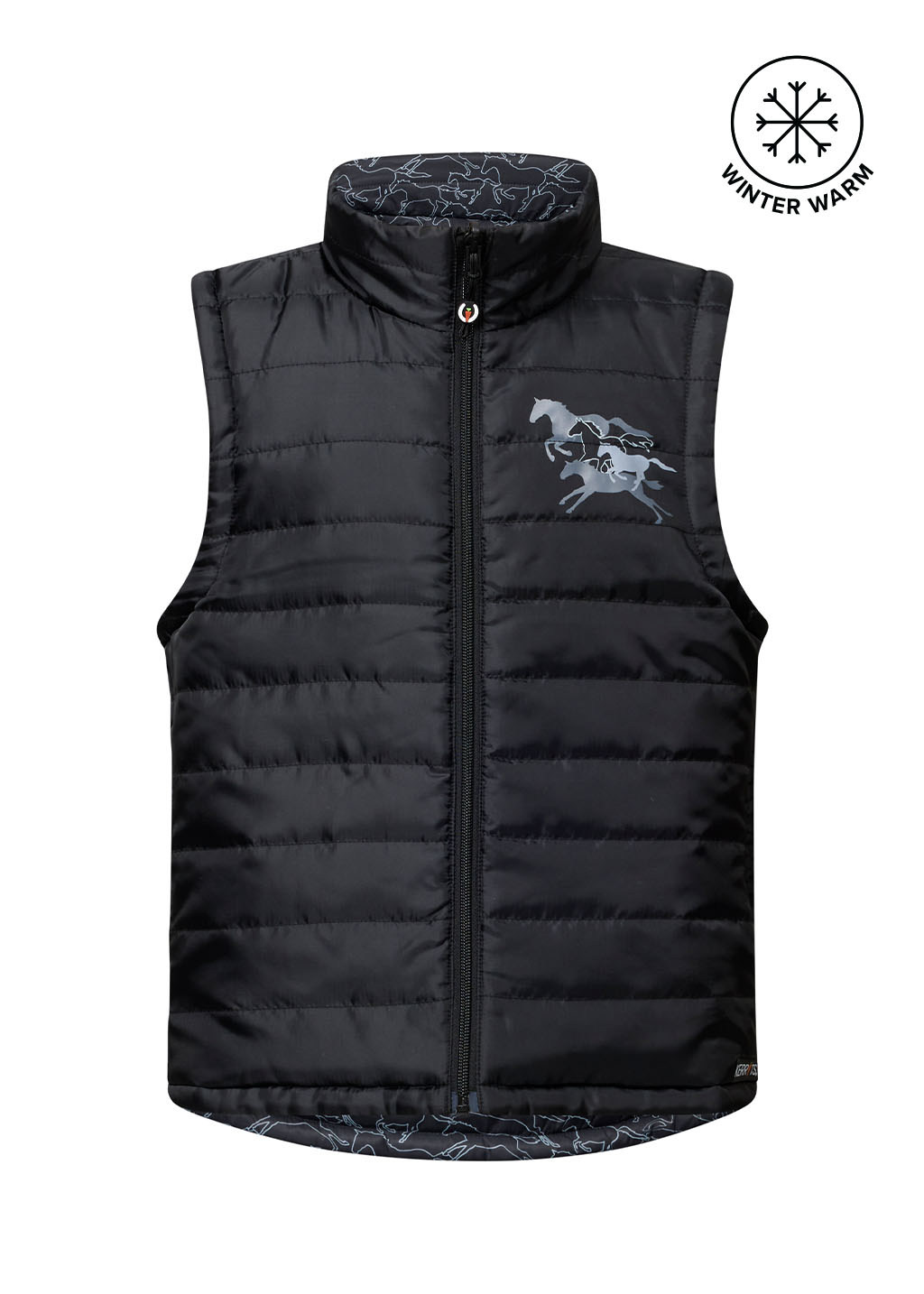 BLACK FULL GALLOP::variant::Kids Round Up Reversible Quilted Vest