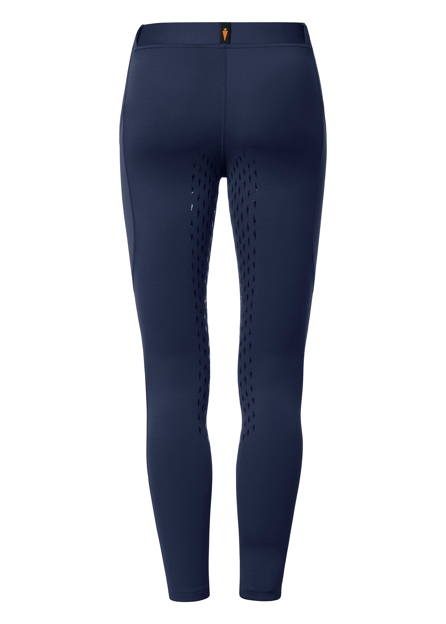 Flat lay of the Kerrits Kids Coolcore® Silicone Full Leg Riding Tech Tight, back side up, showcasing the smooth, streamlined design