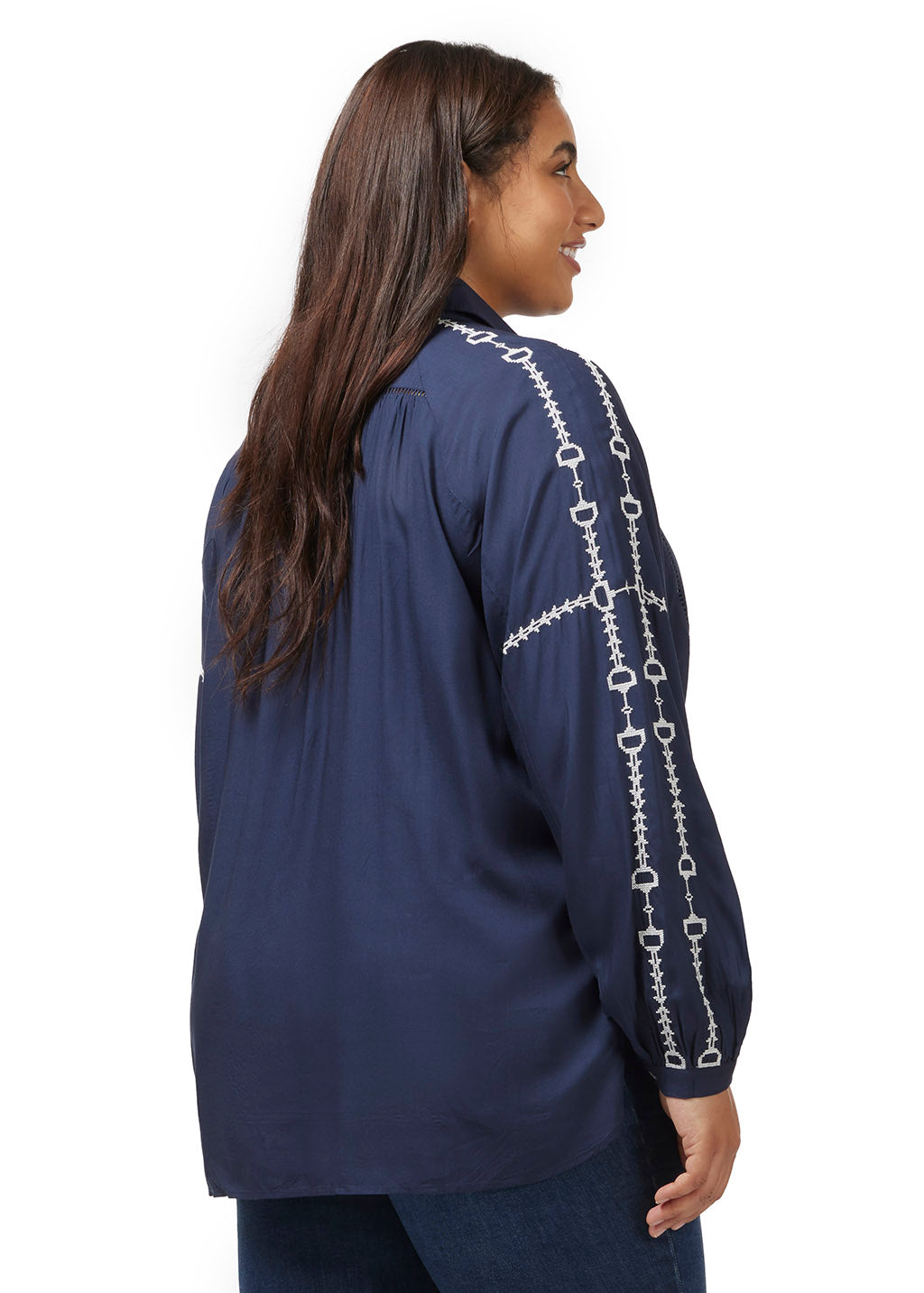 NAVY::variant::Bit and Rein Embroidered Blouse