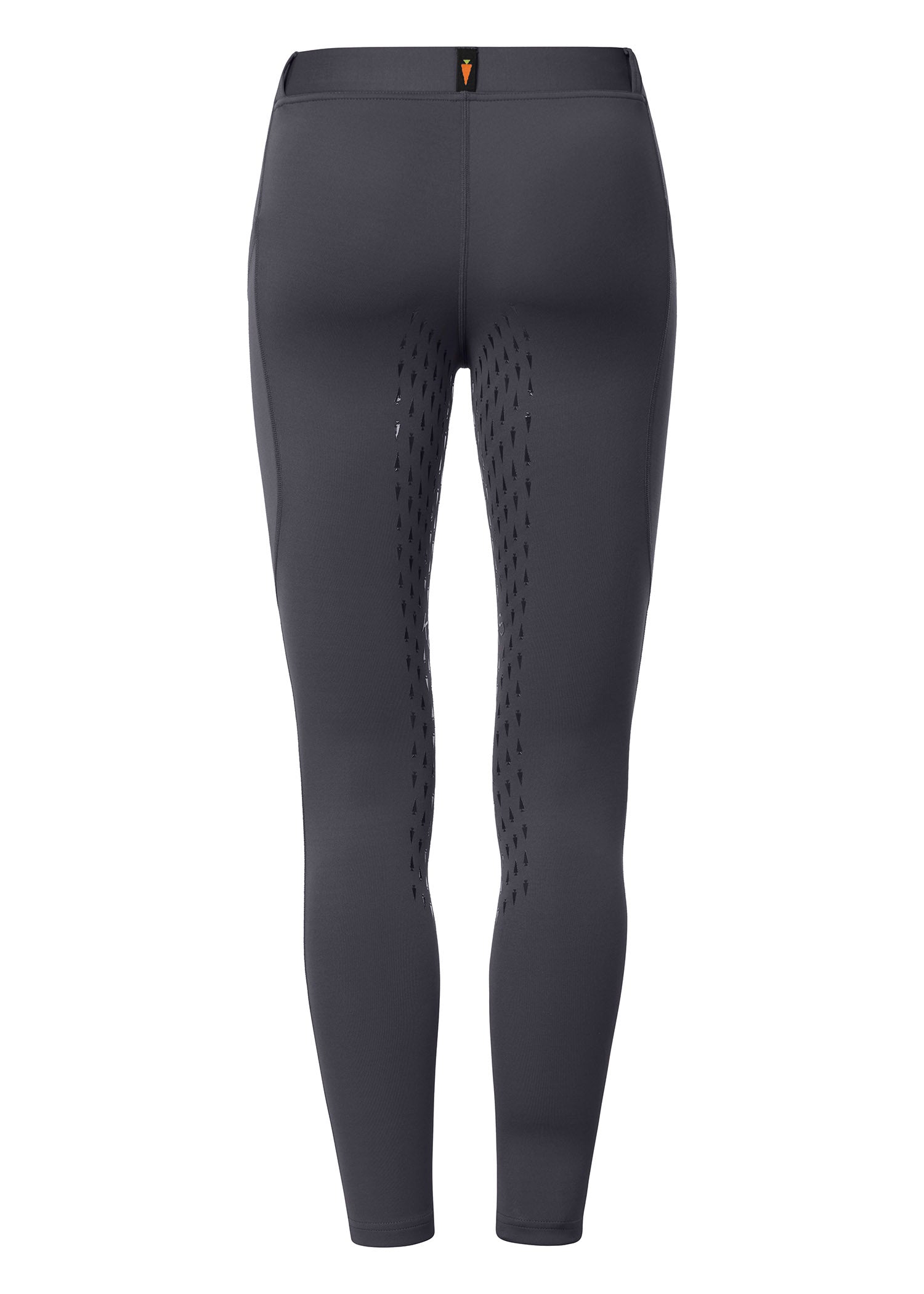 Flat lay of the Kerrits Kids Coolcore® Silicone Full Leg Riding Tech Tight, back side up, showcasing the smooth, streamlined design