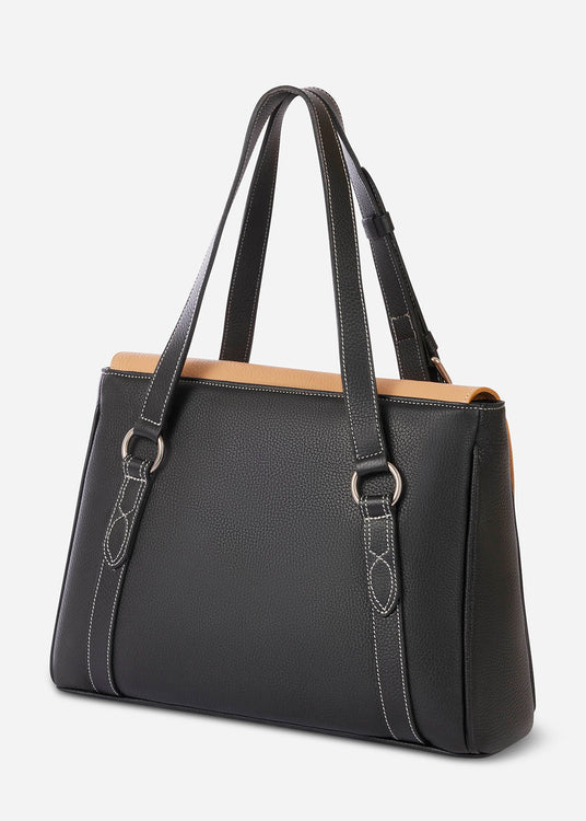 Classic Black/ Tan::variant::Oughton Paddock Lux Shoulder Bag in Pebbled Leather