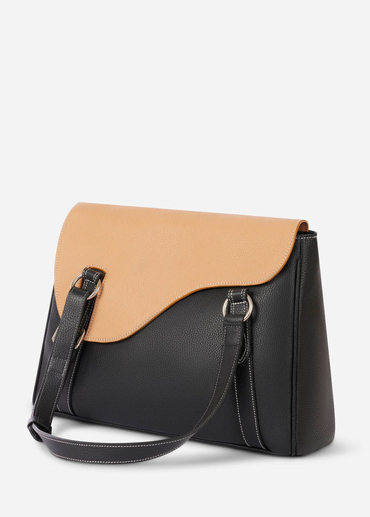Classic Black/ Tan::variant::Oughton Paddock Lux Shoulder Bag in Pebbled Leather