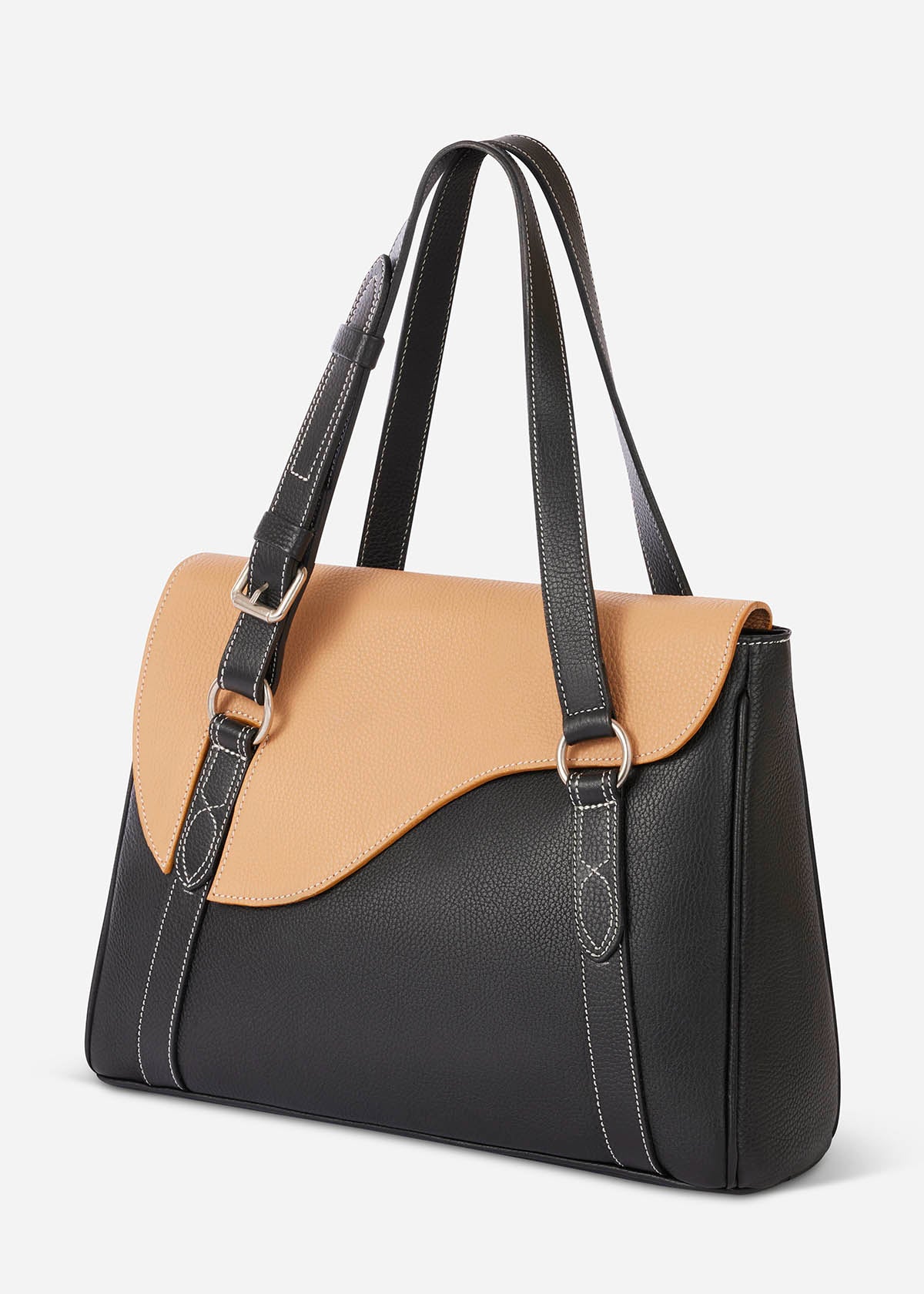 Classic Black/ Tan::variant::Oughton Paddock Lux Shoulder Bag in Pebbled Leather