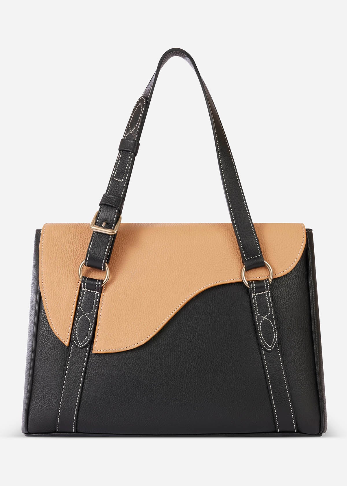 Classic Black/ Tan::variant::Oughton Paddock Lux Shoulder Bag in Pebbled Leather