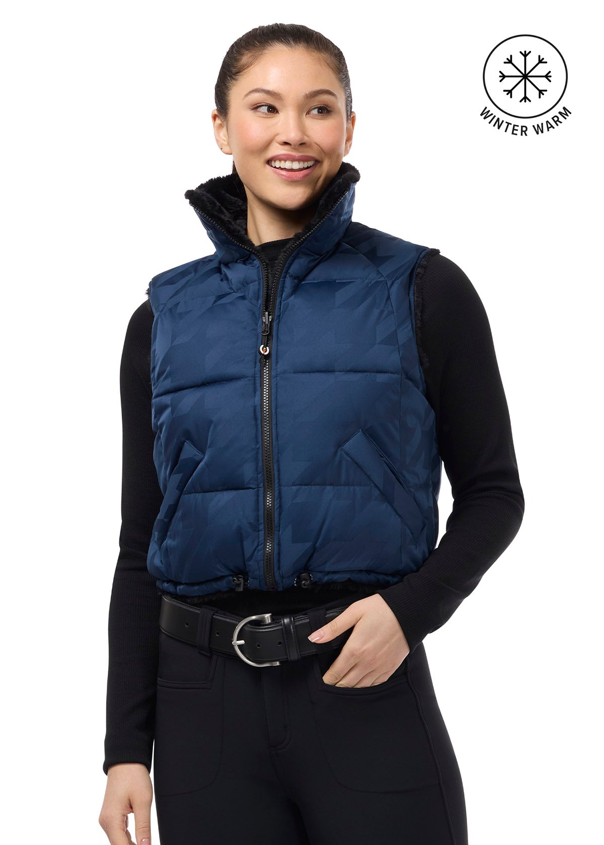 Skyline Houndstooth Reversible Puffer Vest