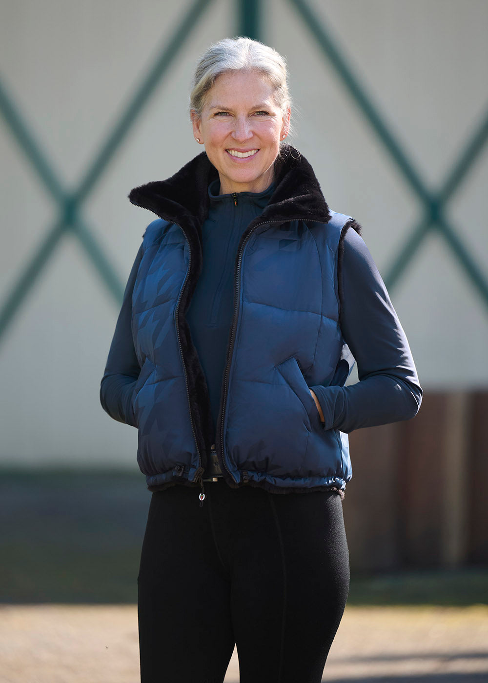 Skyline Houndstooth Reversible Puffer Vest