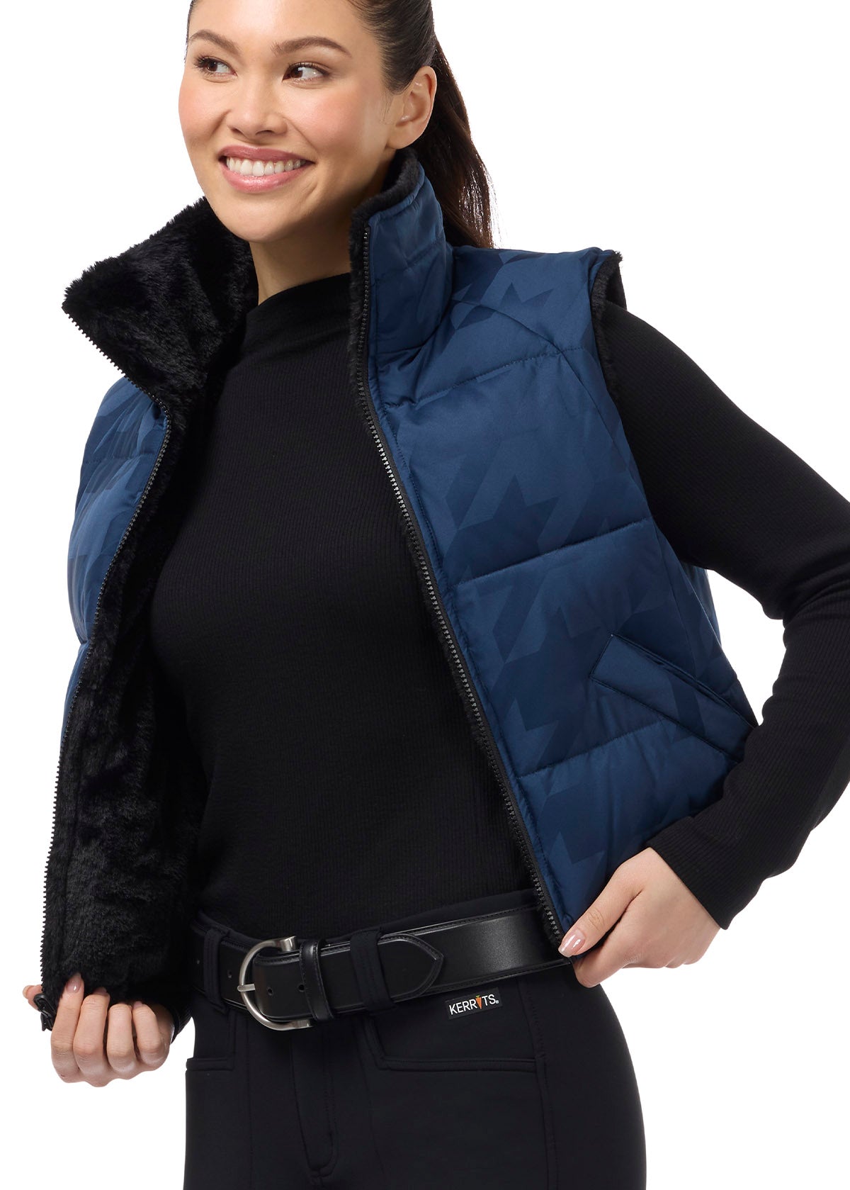 Skyline Houndstooth Reversible Puffer Vest
