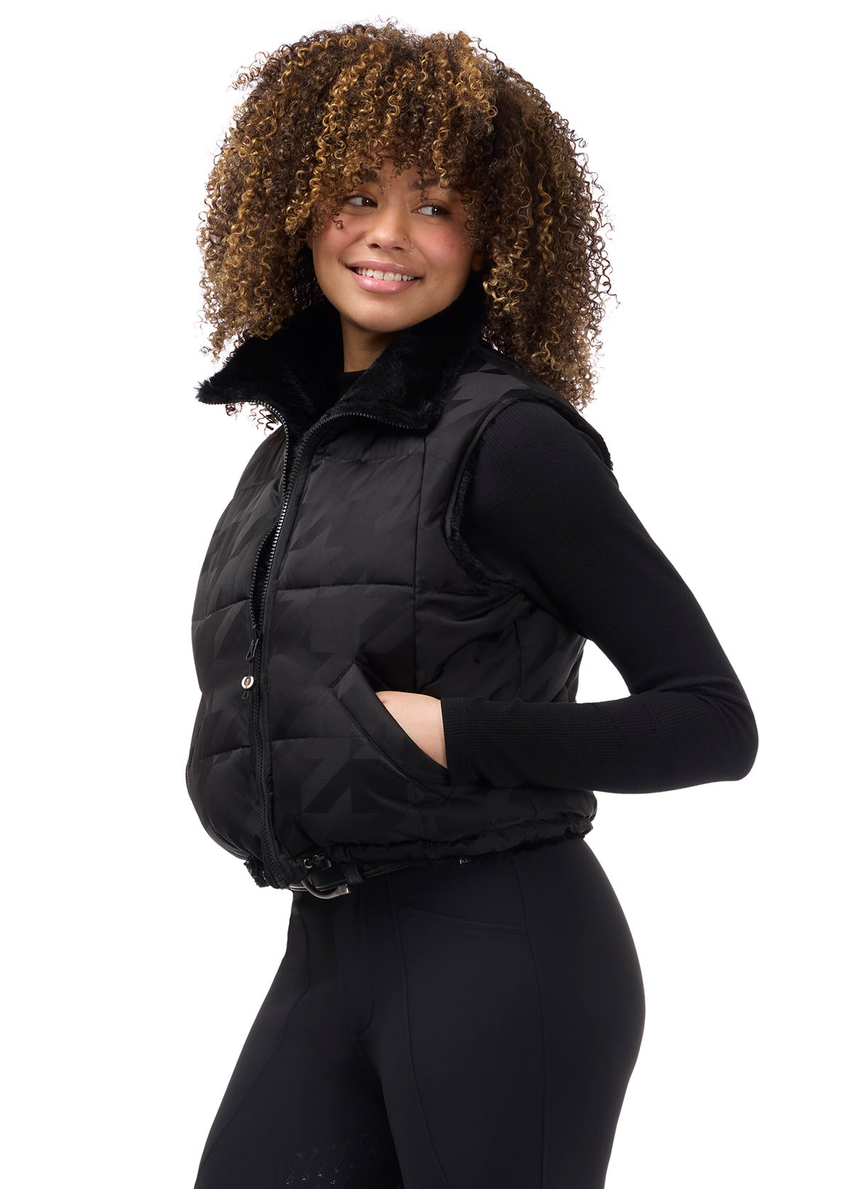Skyline Houndstooth Reversible Puffer Vest