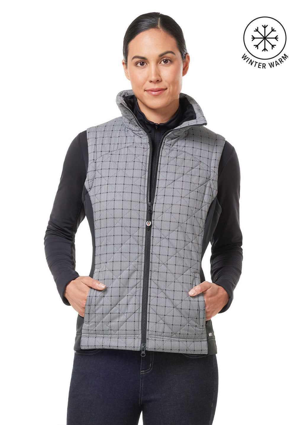 PEPPERCORN HERRINGBONE PLAID::variant::Full Motion Quilted Vest