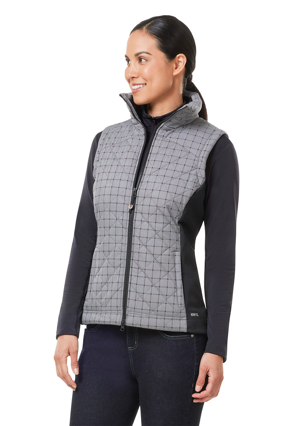 PEPPERCORN HERRINGBONE PLAID::variant::Full Motion Quilted Vest