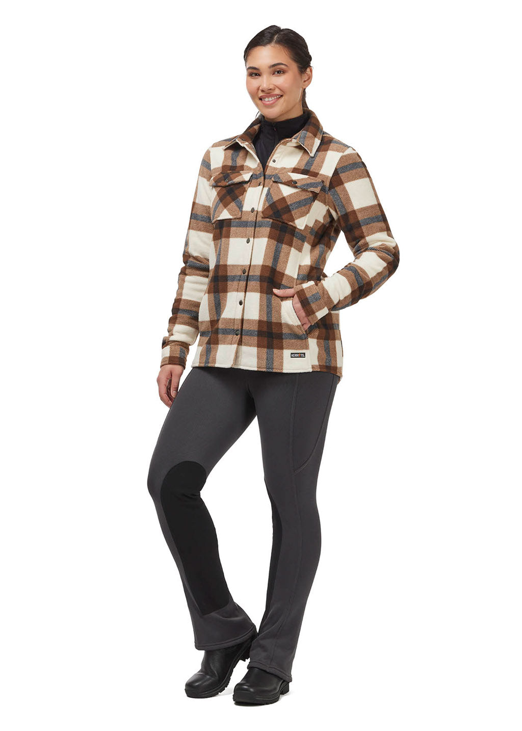 VANILLA/ NUTMEG PLAID::variant::Alpine Fleece Snap Front Barn Shirt