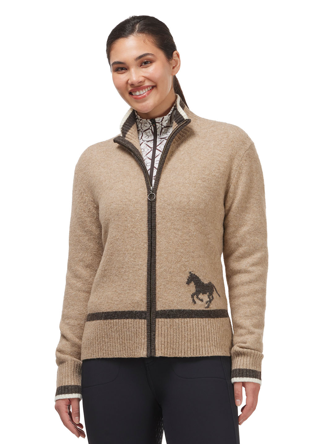 FAWN::variant::Full Zip Varsity Horse Sweater