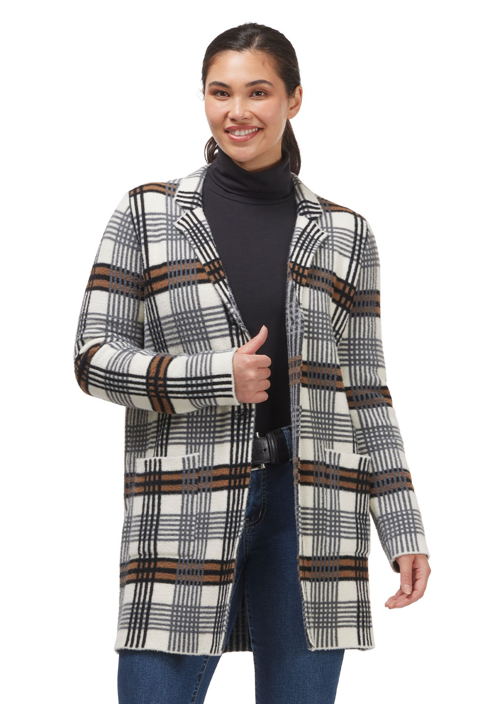 OXER PLAID::variant::Plaid Sweater Jacket