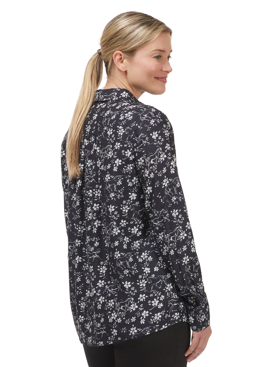 BLACK::variant::Horse Floral Button Up Shirt