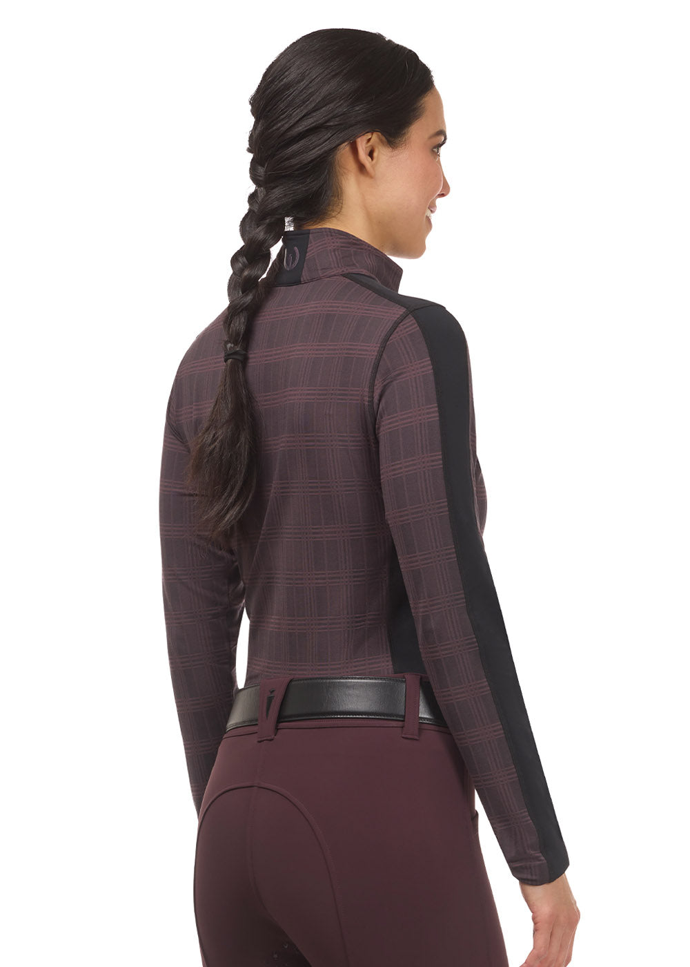 Stretch Plaid Quarter Zip Top