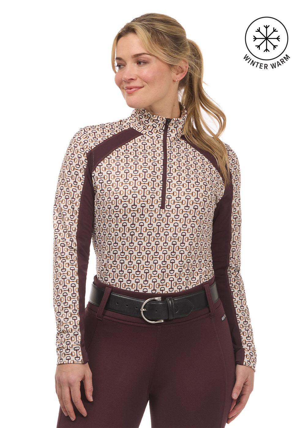 First Level Quarter Zip Stretch Fleece Tech Top - Print