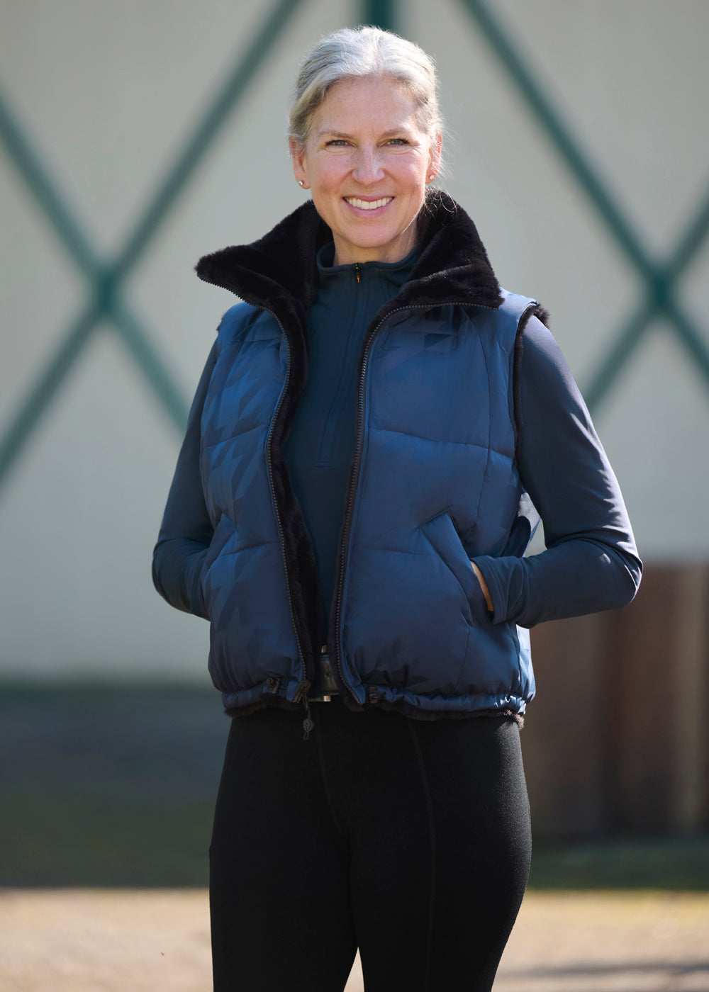 Skyline Houndstooth Reversible Puffer Vest