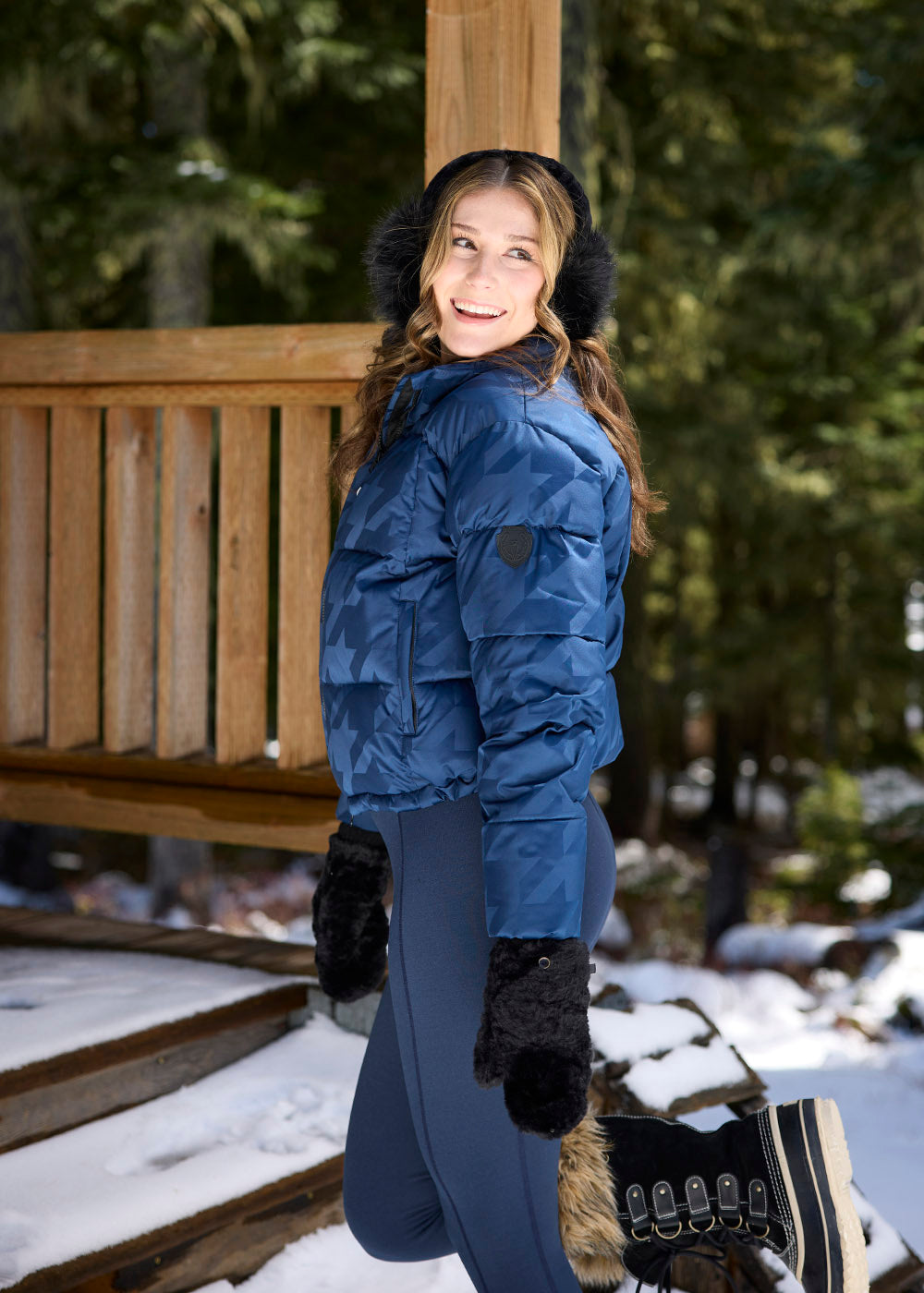 Skyline Houndstooth Puffer Jacket