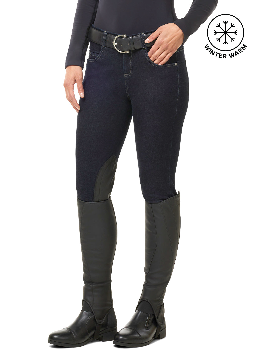 INDIGO::variant::Cozy Rider Denim Knee Patch Breech