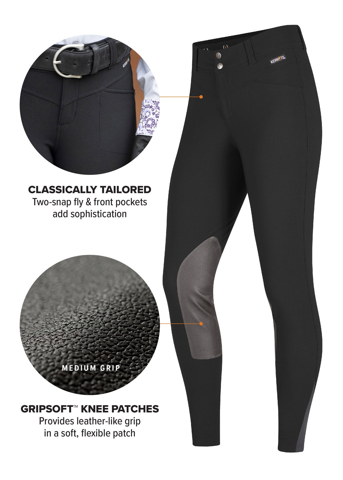 BLACK::variant::Petite Crossover II Knee Patch Breech