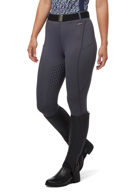 Technical riding legging with mesh tape and silicone print - Black