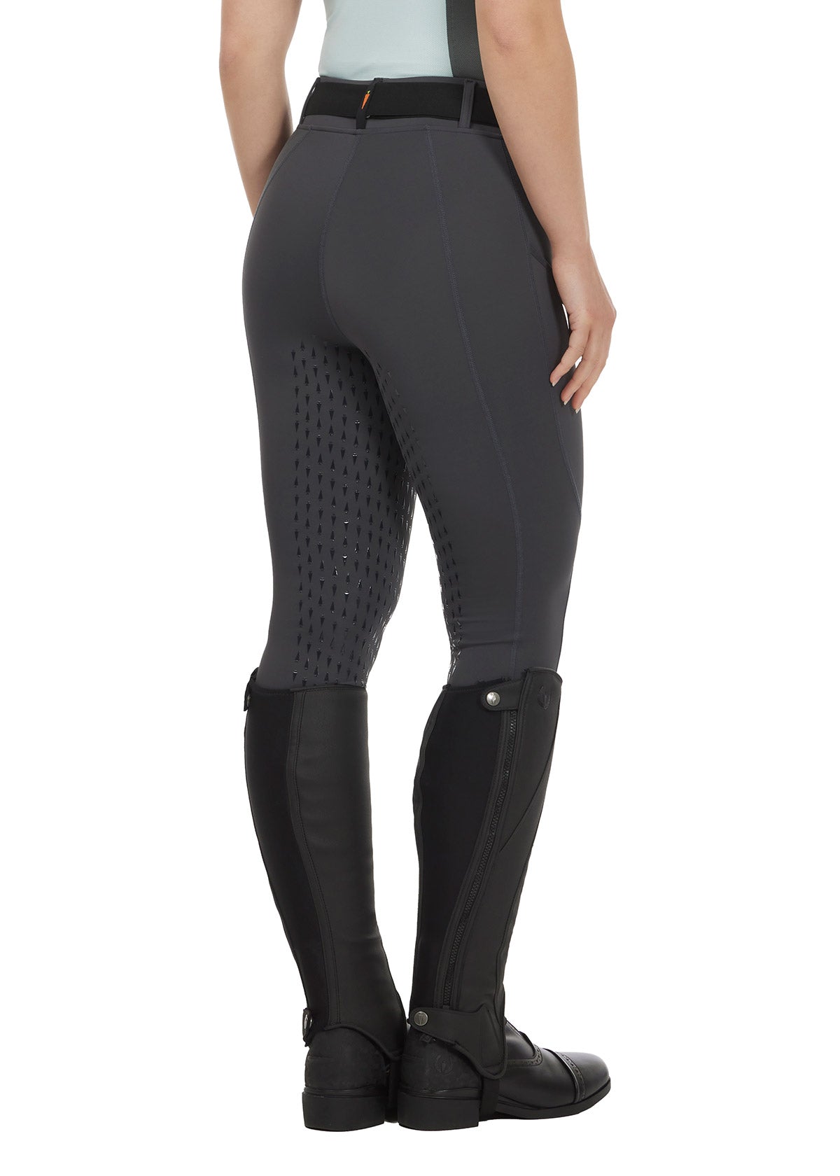 Back view of the Coolcore® Full Leg Tech Tight in Pine, highlighting the full-leg Kerrit Sticks™ silicone grip for secure riding.