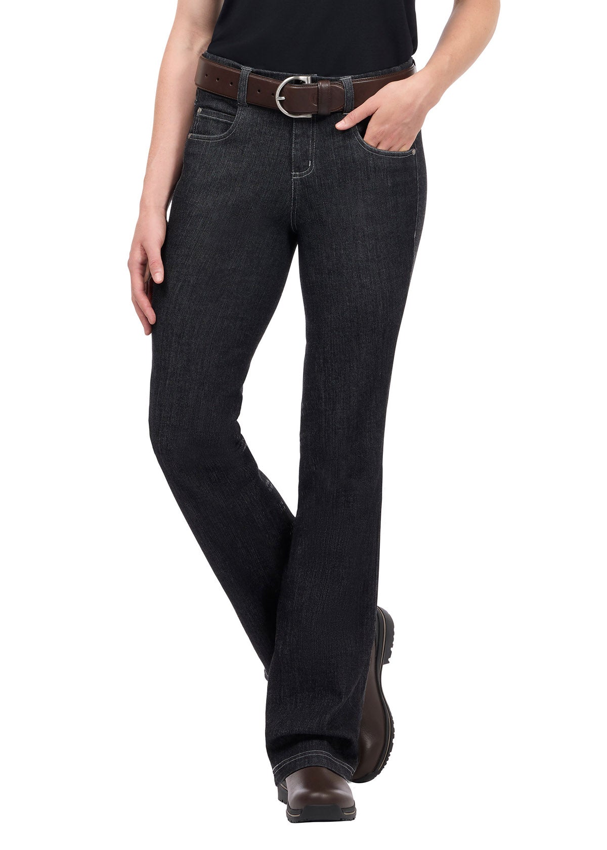 Stretch Denim Silicone Knee Patch Bootcut Riding Pant