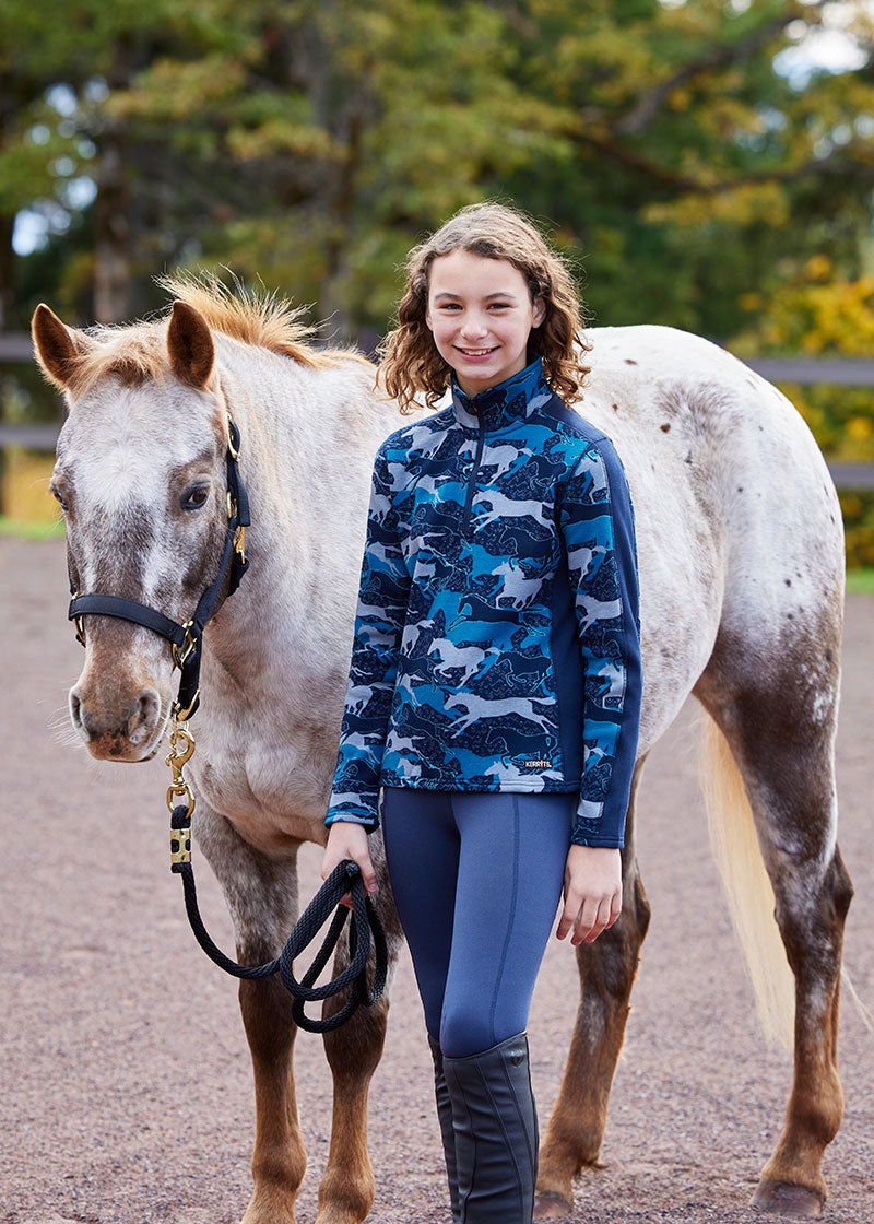 NIGHTSKY GALLOP::variant::Kids Plush Printed Fleece Half Zip