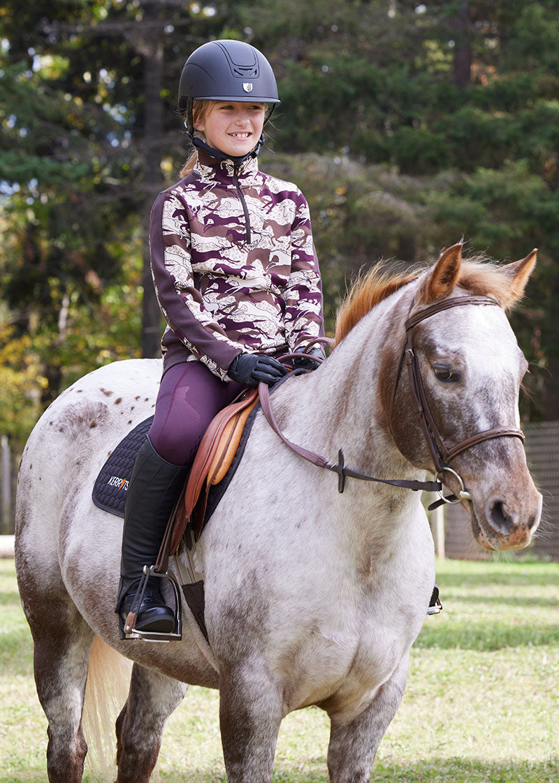 VINEYARD GALLOP::variant::Kids Plush Printed Fleece Half Zip