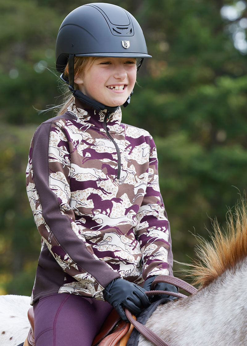 VINEYARD GALLOP::variant::Kids Plush Printed Fleece Half Zip