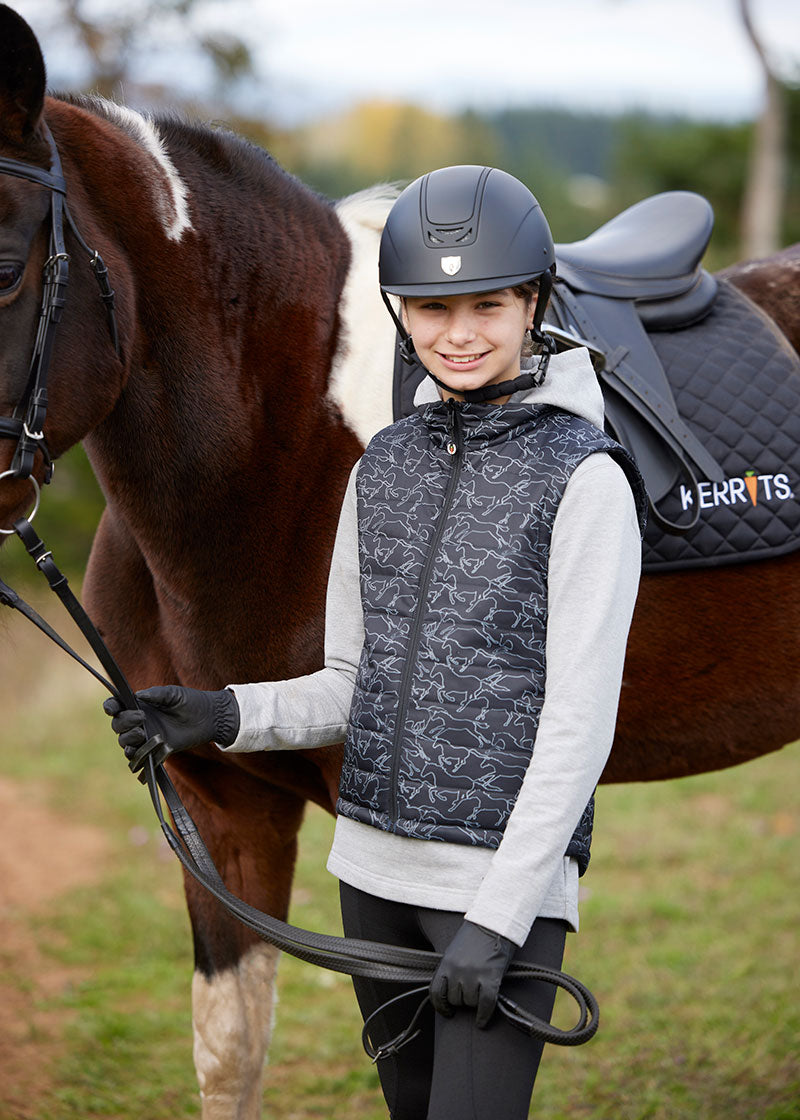 BLACK FULL GALLOP::variant::Kids Round Up Reversible Quilted Vest