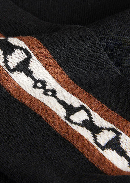 BLACK/CARAMEL::variant::Snaffle Stripe Sweater