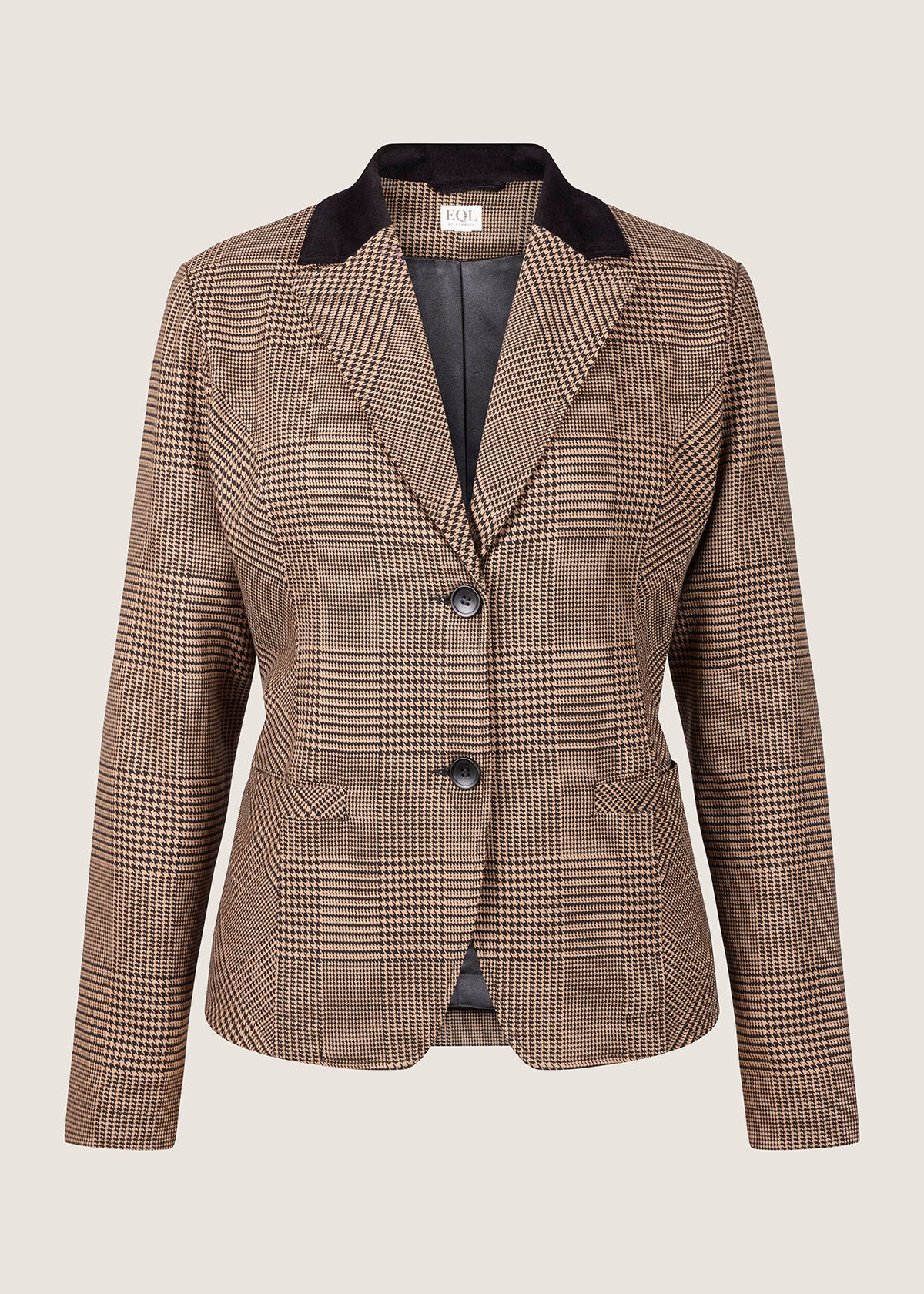 CAMEL/BLACK::variant::Chelsea Houndstooth Plaid Blazer