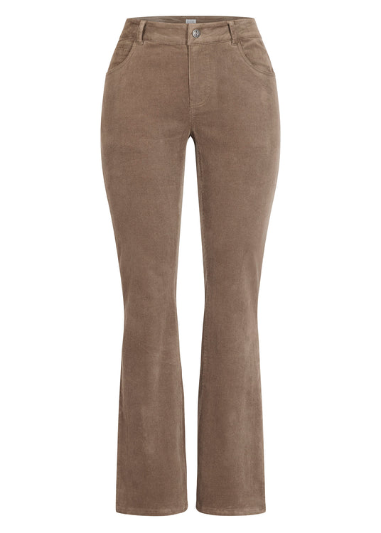 Brown Stretch Corduroy Flare Pants