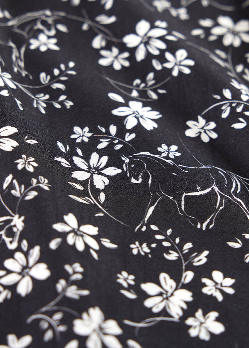 BLACK::variant::Horse Floral Button Up Shirt