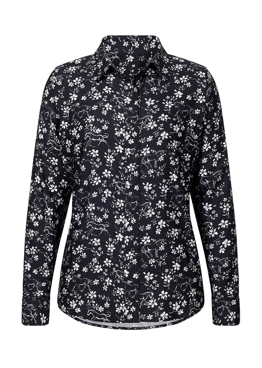 BLACK::variant::Horse Floral Button Up Shirt