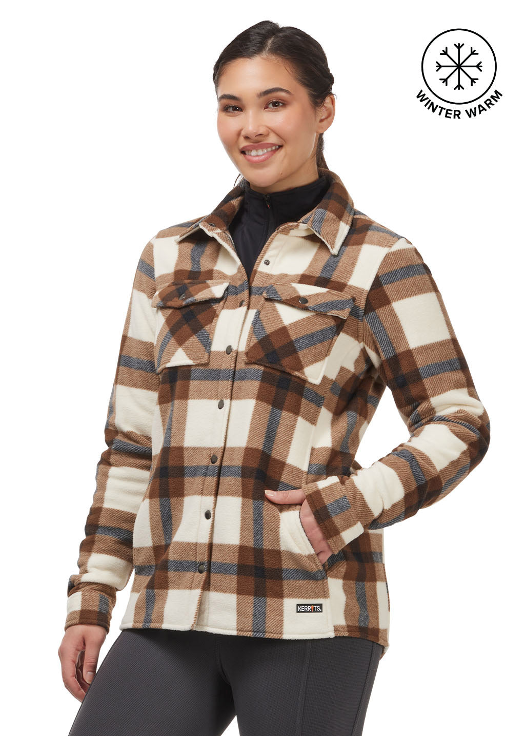 VANILLA/ NUTMEG PLAID::variant::Alpine Fleece Snap Front Barn Shirt