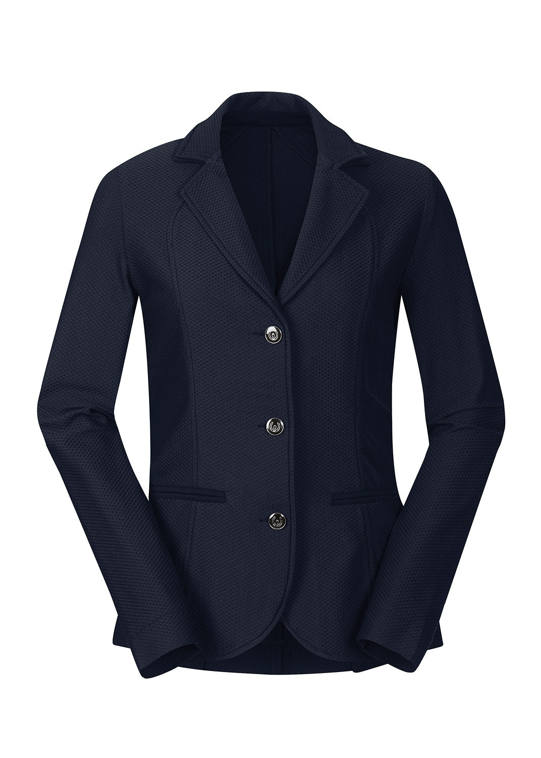 Flat lay of the Affinity Aero Show Coat, emphasizing the lightweight Aero Mesh fabric and the structured collar and button details