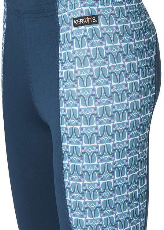 LAGOON/ PEACOCK IRON BOUQUET::variant::Kids performance Knee Patch Tight
