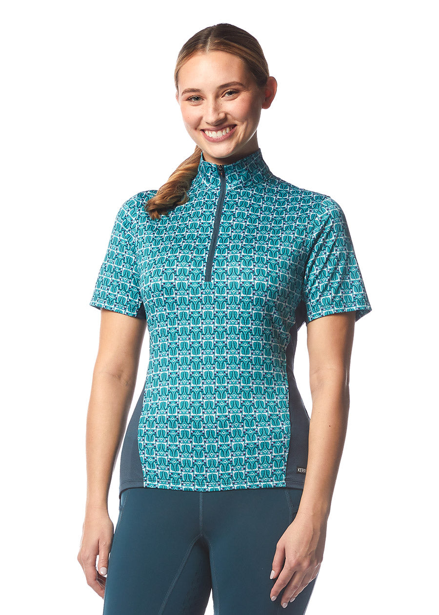 PEACOCK IRON BOUQUET/ LAGOON::variant::Always Cool Ice Fil Short Sleeve Shirt - Print