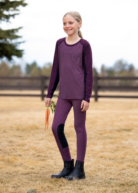 Magenta Winter Whinnies::variant::Kids Knee Patch Performance Tight