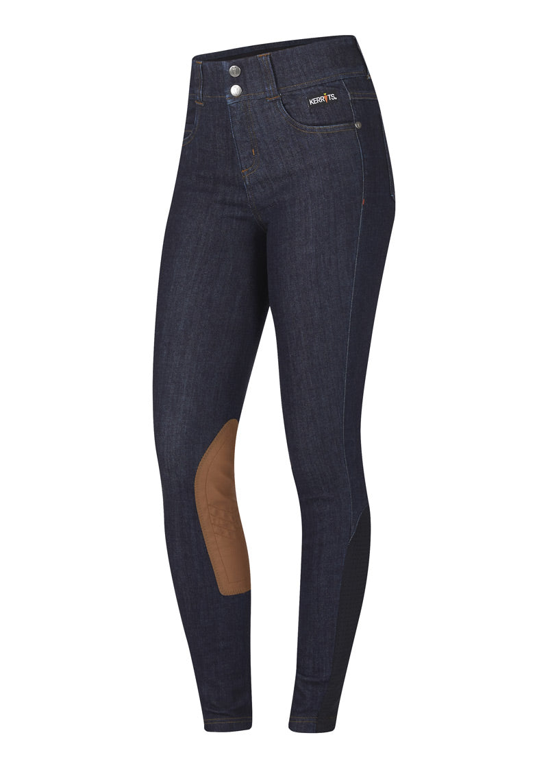 Breeches Kerrits – Patch Genou, Gris/Noir, Taille XL Jeunesse (Occasion)