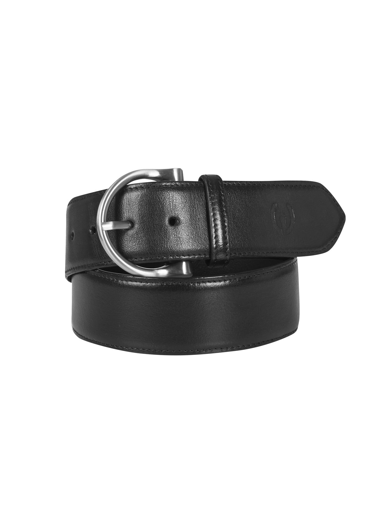 Simple D Leather Belt rolled into a compact coil, emphasizing its soft and supple leather material
